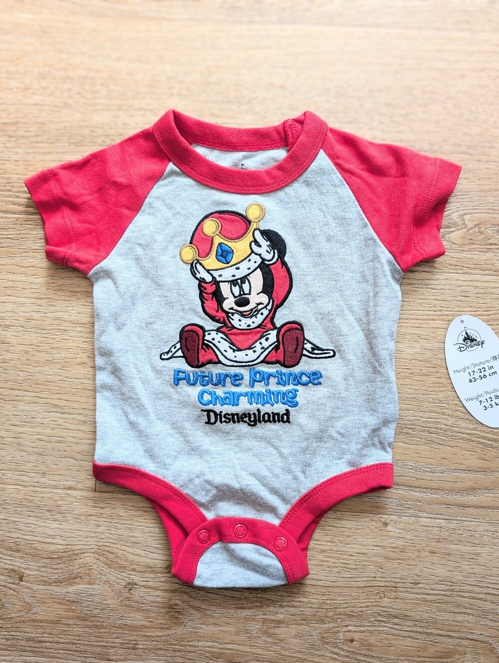 NWT Mickey Future Prince Charming Bodysuit 0-3M